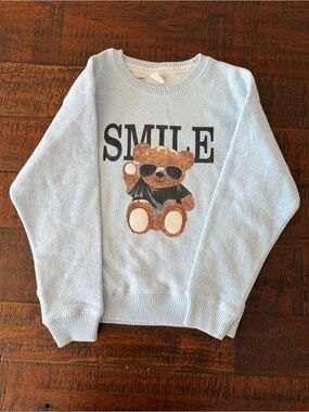 Pacific & CO Kids 'Unisex ‘Smile' Teddy Graphic Sweater SZ.M